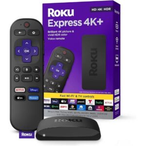 Roku Express 4K+ | Roku Streaming Device 4K/HDR, Roku Voice Remote, Free & Live TV