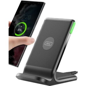 INIU Wireless Charger, 15W Fast Qi-Certified Wireless Charging Station with Sleep-Friendly Adaptive Light Compatible with iPhone 16 15 14 13 Pro XS 8 Plus