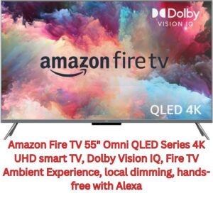 Amazon Fire TV 55" Omni QLED Series 4K UHD smart TV, Dolby Vision IQ, Fire TV Ambient Experience, local dimming, hands-free with Alexa