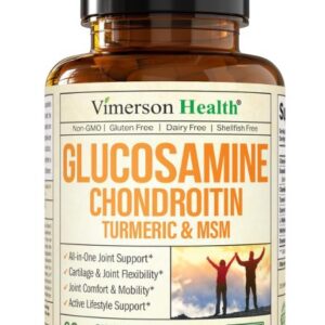 Glucosamine Chondroitin MSM and Turmeric Supplement – Joint Support Supplement for Women & Men with Boswellia & Glucosamine Sulfate 1500 mg. Used for Cartilage & Joint Health & Flexibility 90 Capsules