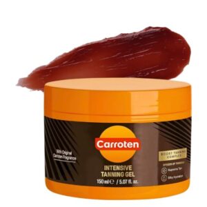 Carroten Intensive Tanning Gel | Browning Tan Accelerator | Non-Greasy, Water-Resistant with Carrot and Coconut Oil | Vitamin A & E For Moisture & Hydration | Made in Greece | 5 Fl Oz