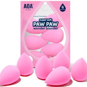 AOA Studio Collection makeup Sponge Set Latex Free and High-definition Set of 6 makeup Wonder blender For Powder Cream and Liquid, Super Soft Wonder Beauty Cosmetic